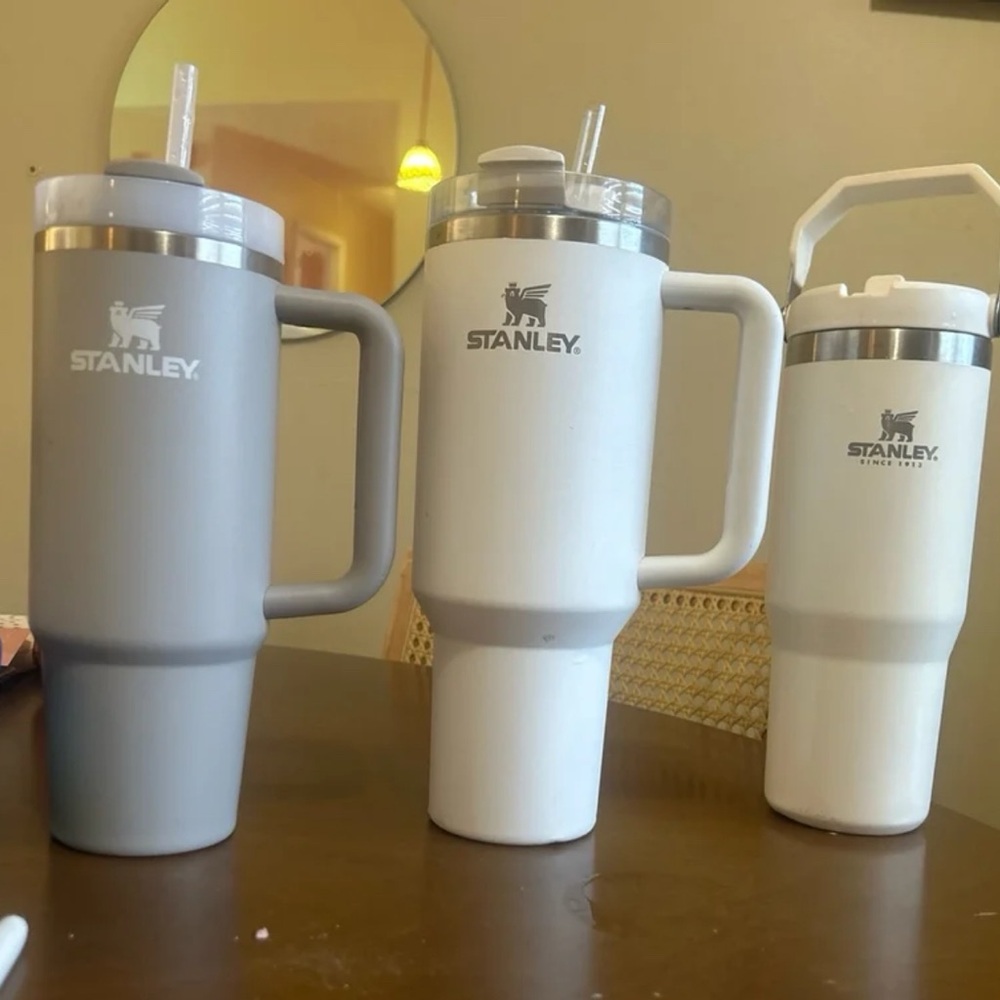 Stanley Gray, Cream, and White Travel Mugs Set
